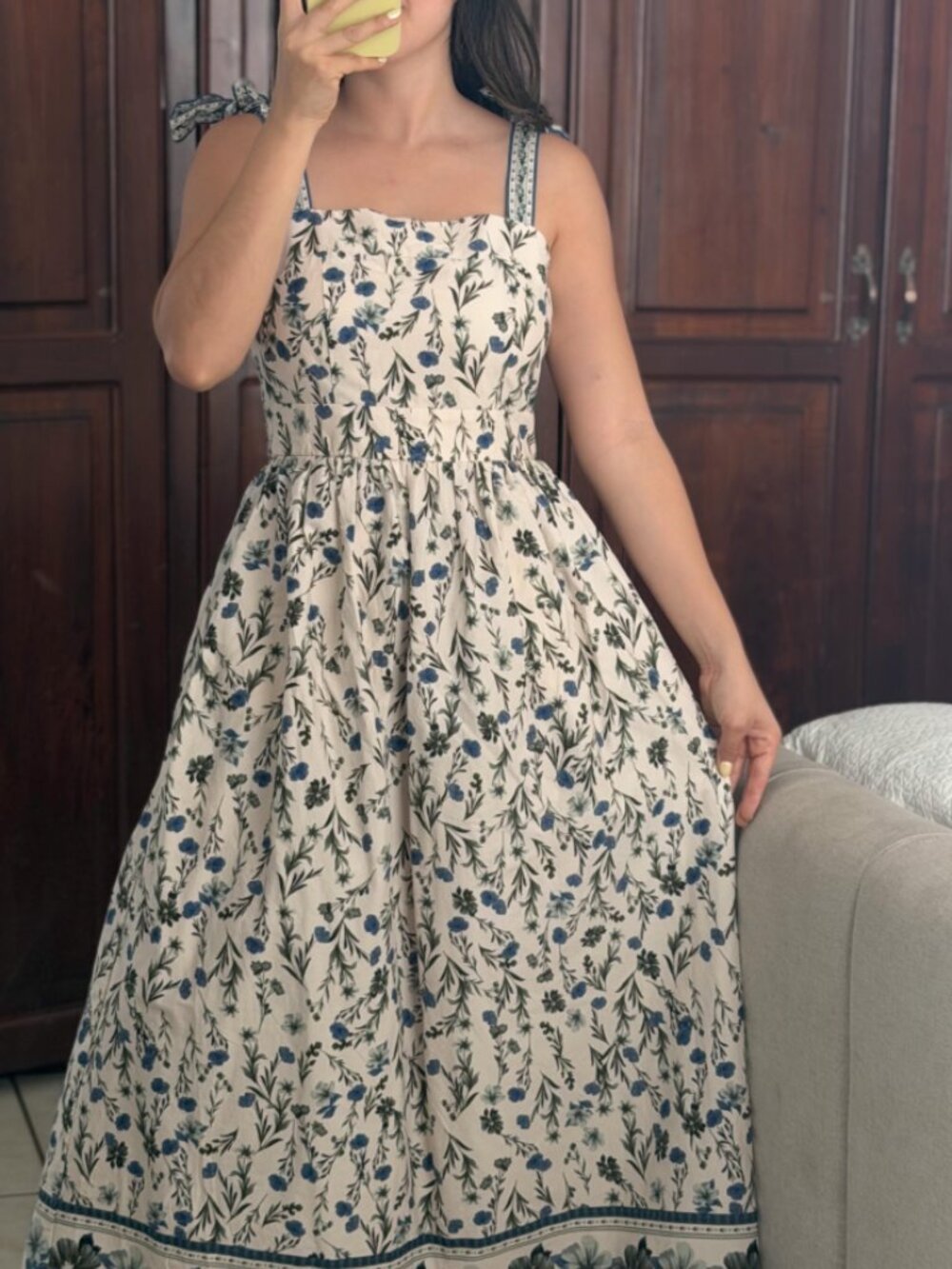 Joie Blue Floral Midi Tie Dress
